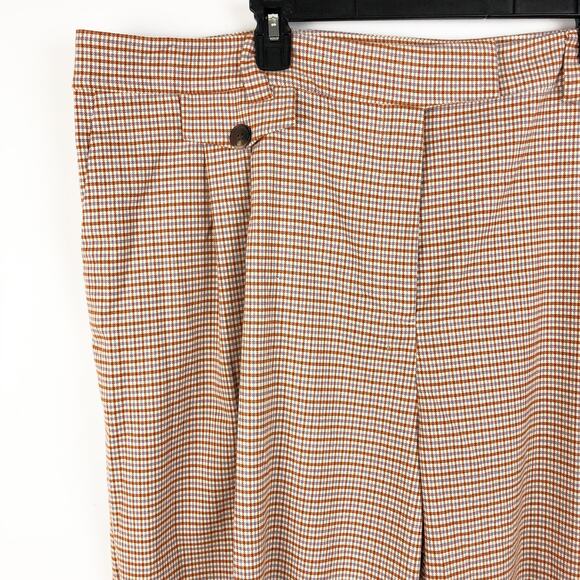 1.State Womens Pants 24W Orange Ginger Checker Plaid Wide Leg Trouser NWOT - Picture 5 of 10